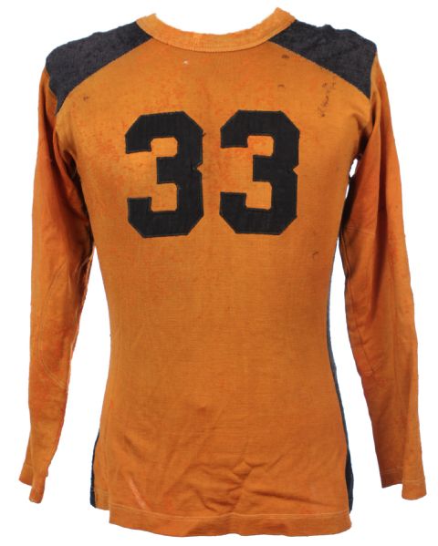 1940s Orange #33 Durene Game Worn Football Jersey (MEARS LOA)