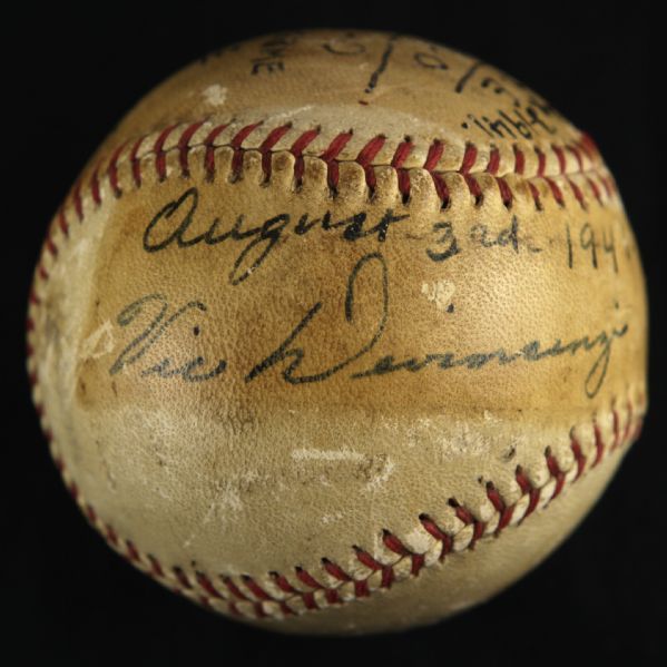 1941 Victor Devincenzi Oakland Oaks General Manager Signed Game Used PCL Baseball (MEARS LOA)