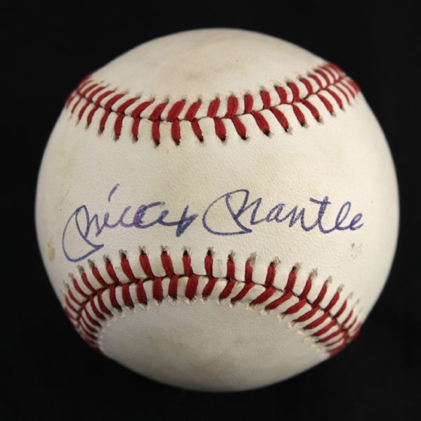 1984-94 Mickey Mantle New York Yankees Single Signed OAL Brown Baseball (JSA)
