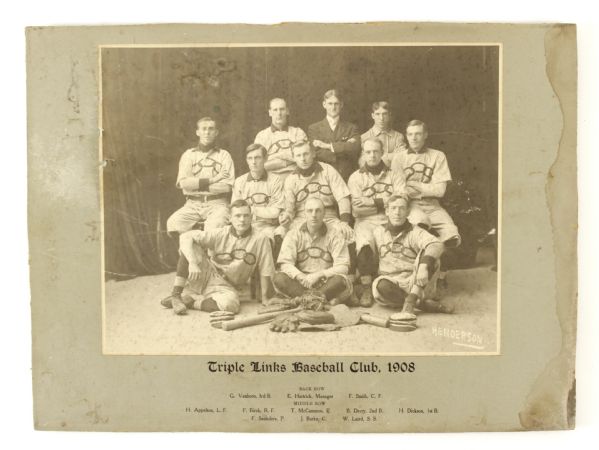 1908 Triple Links Baseball Club 12" x 16" Mounted Team Photo