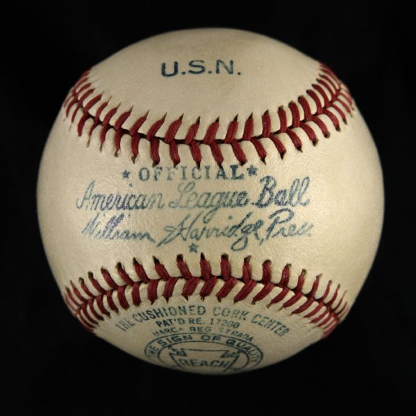 1941-45 A.J. Reach Official American League William Harridge United States Navy Baseball