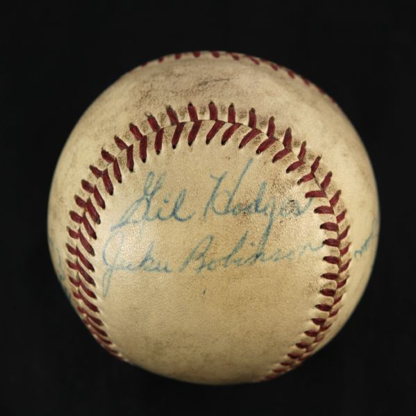 1950s Dizzy Dean National League Stars Team Signed ONL Giles Baseball w/ 6 Signatures Including Jackie Robinson, Roy Campanella & More (JSA)