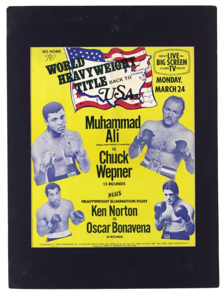 1975 Muhammad Ali Chuck Wepner Ken Norton Oscar Bonavena 18" x 24" Mounted Broadside