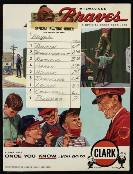 1960 (May 22nd) Milwaukee Braves Official Program - Autographed by 14 including Ernie Banks (JSA)