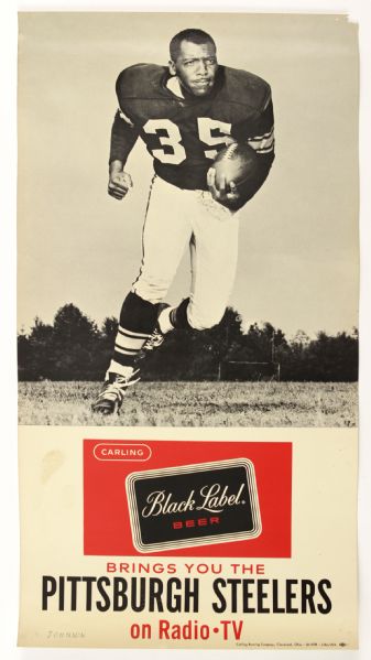 1961-62 Gene Lipscomb John Henry Johnson Pittsburgh Steelers Black Label Beer 8.5" x 16" Posters