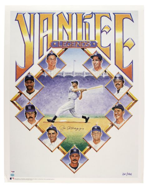 1998 Joe DiMaggio New York Yankees Signed Ron Lewis Yankees Legend 25" x 32" Print (PSA/DNA) 261/1941