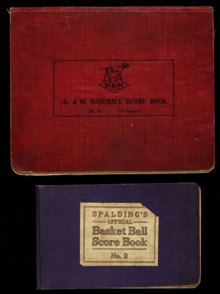 1910s D&M Sporting Goods Baseball & Spalding Basketball Scorebooks (Scored)