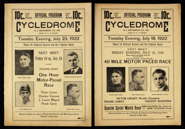 1919-22 Cycledrome Bicycle Racing Program Collection - Lot of 5