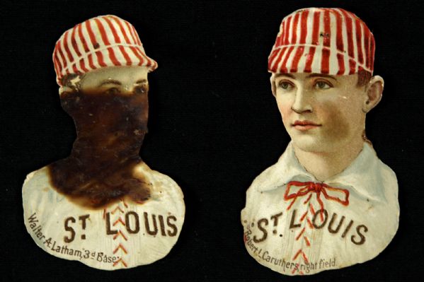 1884-87 Bob Caruthers Walter Latham St. Louis Browns Vintage Cutouts - Lot of 2
