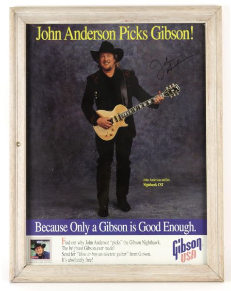 1994 John Anderson Signed 22" x 27" Framed Gibson Artist Sponsor Poster (JSA)