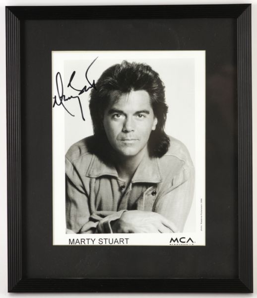 1980s Marty Stuart Country Music Signed 12" x 14" Framed Display (JSA)