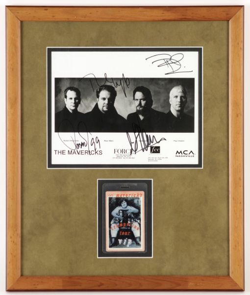 1990s The Mavericks Country Music Group Signed 16" x 18" Framed Display