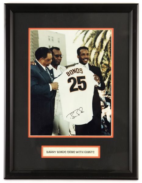 1992-93 Barry Bonds Signed 17" x 22" Framed Photo (JSA)