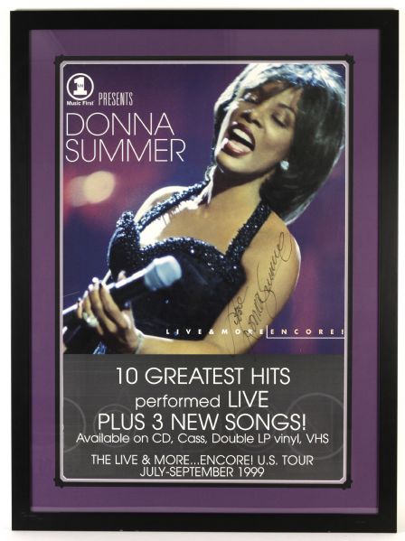 1999 Donna Summer Disco Queen Signed 32" x 43" Framed Display (JSA)
