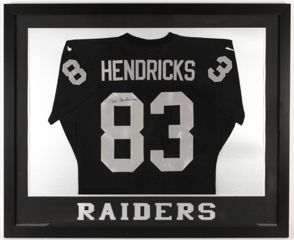 1990s Ted Hendricks Oakland Raiders Signed 35" x 43" Framed Jersey (JSA)