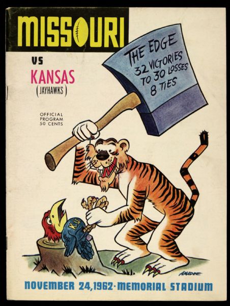 1962 Missouri Tigers Kansas Jayhawks Memorial Stadium Football Game Program
