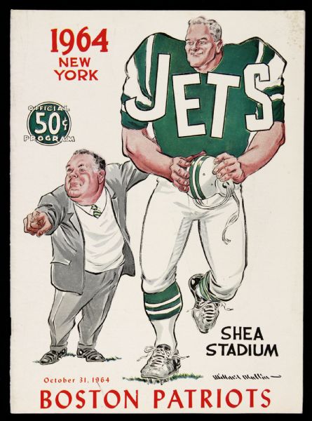 1964 New York Jets Boston Patriots Shea Stadium Inaugural Season AFL Game Program