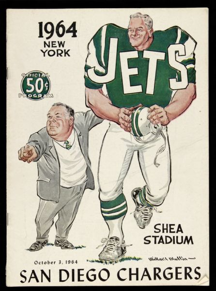 1964 New York Jets San Diego Chargers Shea Stadium Inaugural Season AFL Game Program