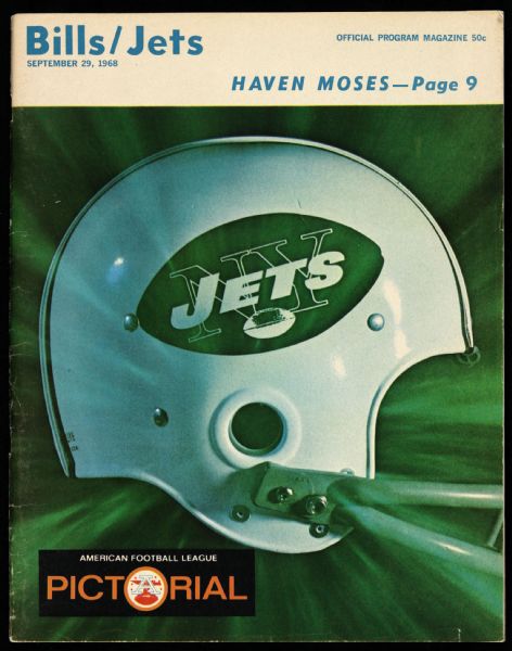 1968 Buffalo Bills New York Jets War Memorial Stadium AFL Game Program