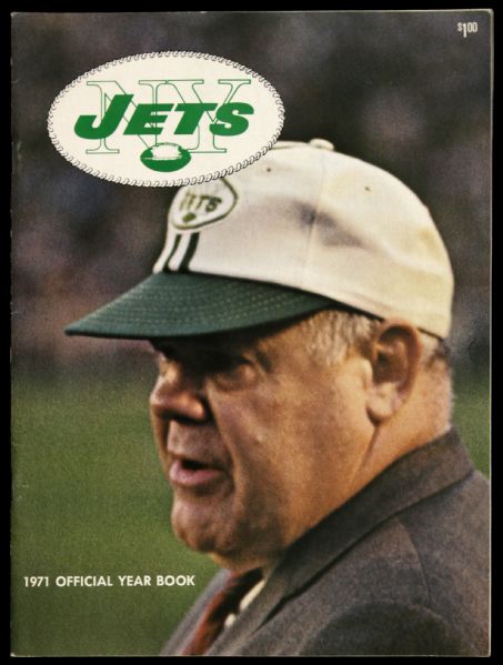 1971 New York Jets Official Yearbook w/ Weeb Ewbank & Joe Namath Covers