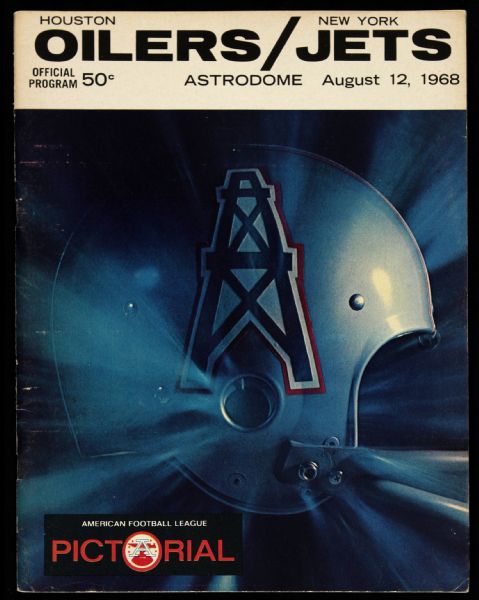 1968 Houston Oilers New York Jets Astrodome Inaugural Season AFL Game Program