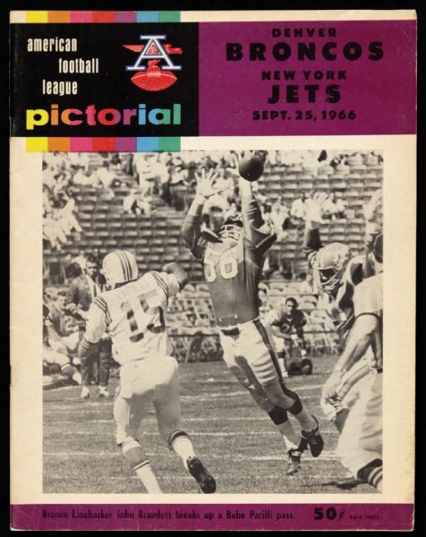 1966 Denver Broncos New York Jets Bears Stadium AFL Game Program