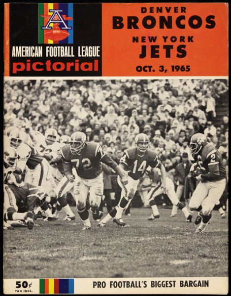 1965 New York Jets Denver Broncos Bears Stadium AFL Game Program