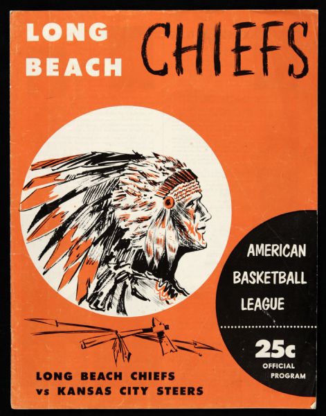 1962-63 Long Beach Chiefs Kansas City Steers American Basketball League Game Program