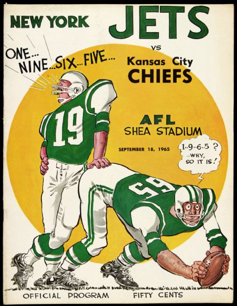 1965 New York Jets Kansas City Chiefs Shea Stadium AFL Game Program