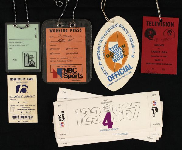 1975-81 Merle Harmon Press Credential Collection - Lot of 22 w/ World Series, Olympics & More