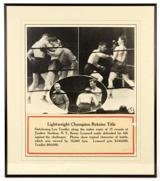 1923 Benny Leonard Vs Lew Tendler 23" x 26" Framed Photo