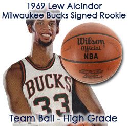 1969-70 Near Mint Milwaukee Bucks Team Signed Official NBA Basketball w/ 16 Signatures Including a Rookie Lew Alcindor (JSA)