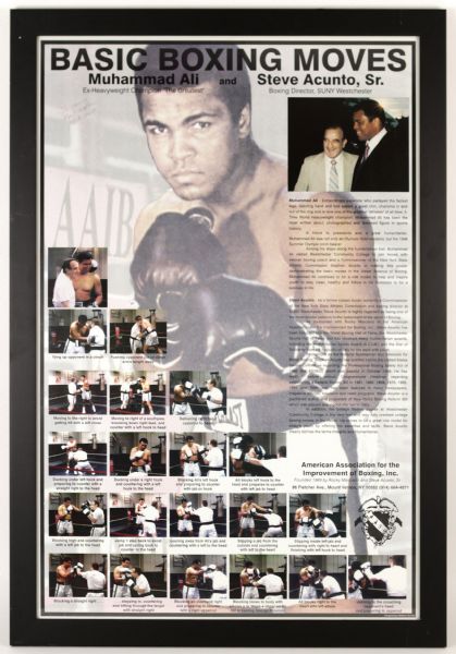 1990s-2000s Basic Boxing Moves Muhammad ALi and Steve Acunto, Sr. 26" x 38" Framed Print