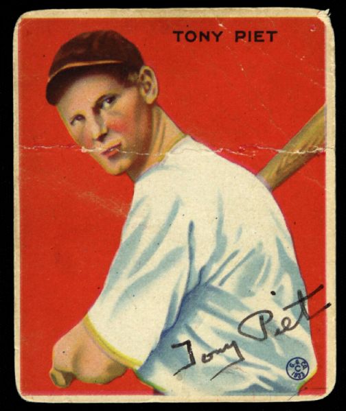 1933 Tony Piet Pittsburgh Pirates Signed Goudey Trading Card (JSA)