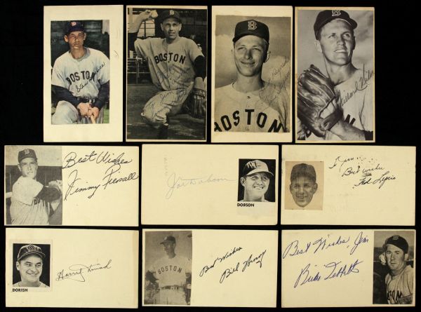 1951-53 Boston Red Sox Signed Postcard Collection - Lot of 14 w/ Birdie Tebbetts, Johnny Pesky, Jimmy Piersasll & More (JSA)