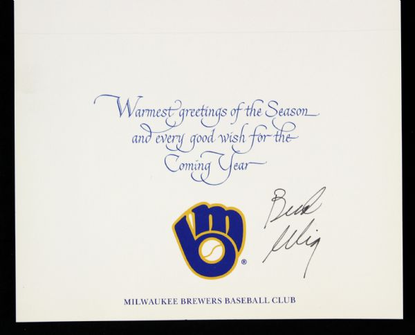 1988-92 Bud Selig Milwaukee Brewers Signed Christmas Card (JSA)