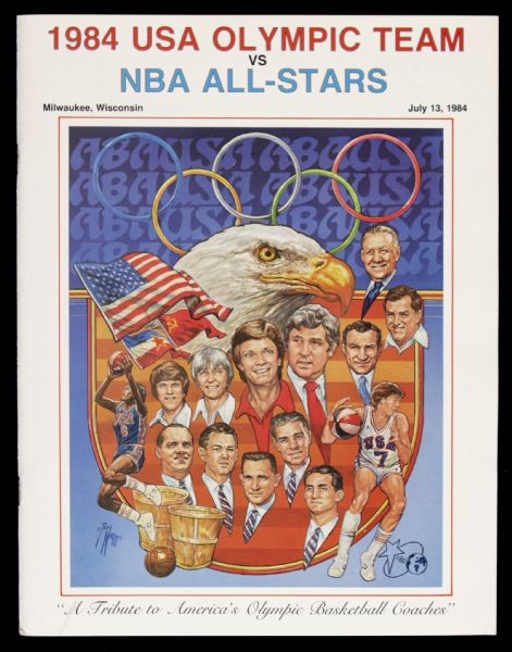 1984 USA Olympic Basketball Team vs. NBA All Stars Mecca Arena Game Program