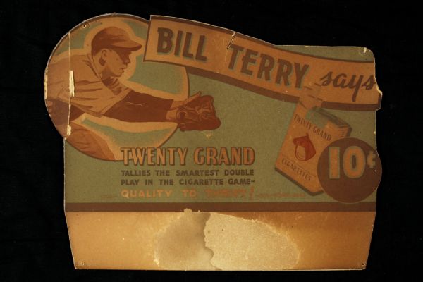 1920s Bill Terry New York Giants Twenty Grand Cigarettes Broadside 