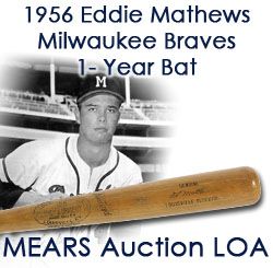 1956 Eddie Mathews Milwaukee Braves H&B Louisville Slugger Professional Model Game Used Bat - Single Order