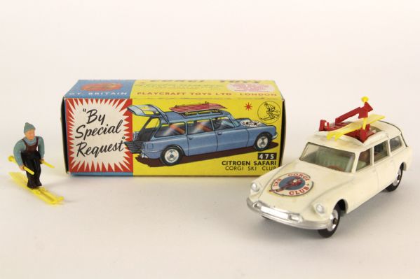 1960s Corgi Toys 475 Citroen Safari Die Case Scale Model w/ Original Box & Skier