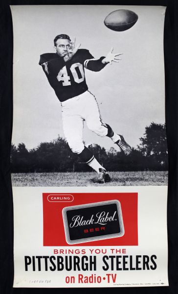 1961-62 Preston Carpenter Ed Brown Pittsburgh Steelers Black Label Beer 8.5" x 16" Posters