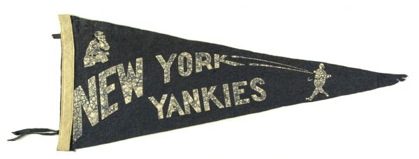 1940s New York Yankees Full Size 26" Pennant w/ Yankies Misspelling 