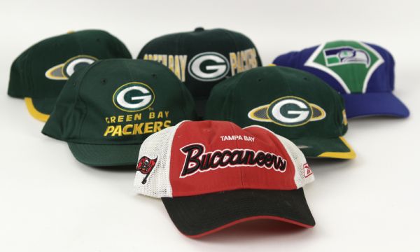 1990-2000s Green Bay Packers Tampa Bay Buccaneers Seattle Seahawks Adjustable Cap Collection - Lot of 6