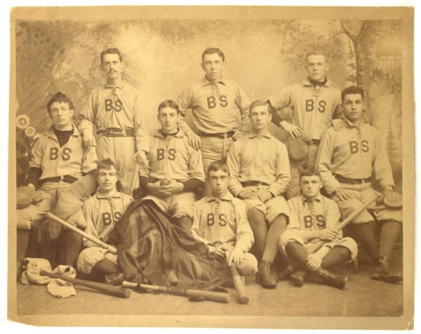 1900 circa B.S. Baseball Team 11" x 14" Mounted Original Studio Photo