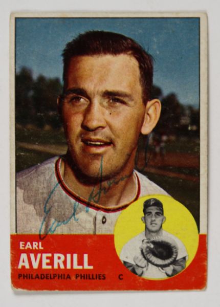 1963 Earl Averill Philadelphia Phillies Signed Topps Baseball Card (JSA)