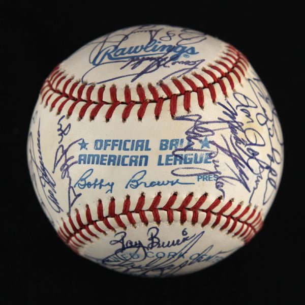 1987 Milwaukee Brewers Team Signed OAL Brown Baseball w/ 30 Signatures Including Robin Yount, Paul Molitor, Teddy Higuera & More (JSA)