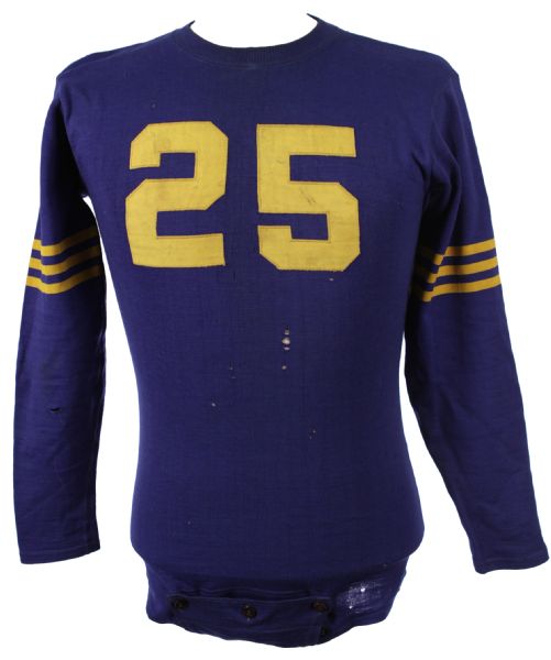 1950s #25 Wool Game Worn Football Jersey w/ 6 Button Crotch Piece (MEARS LOA)