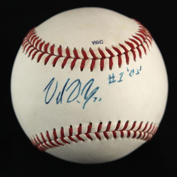 2004-06 Delmon Young Tampa Bay Rays Single Signed Official Minor League Moore Baseball (JSA)