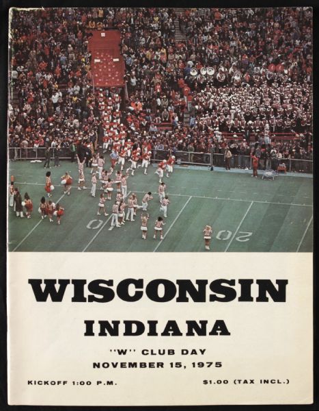 1975 Wisconsin Badgers Indiana Hoosiers Camp Randall Stadium Program