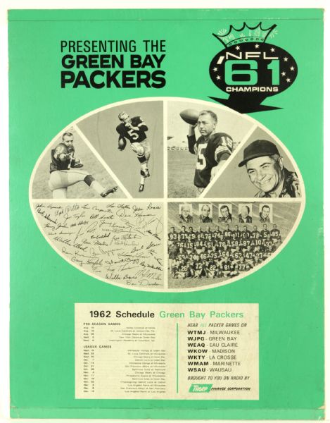 1962 Near Mint Stunning Green Bay Packers NFL Champions 21" x 27" Broadside w/ Lombardi, Starr, Hornung, Taylor - Only Known Example